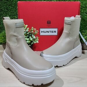 Hunter Womens Explorer Chelsea Flatform Boot - Alloy/Cast 7 M New